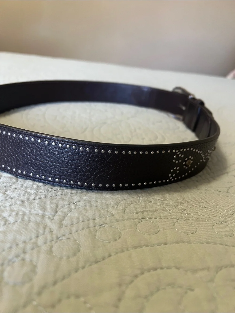 Brighton Dark Brown Leather Belt with Decorative Silver Buckle